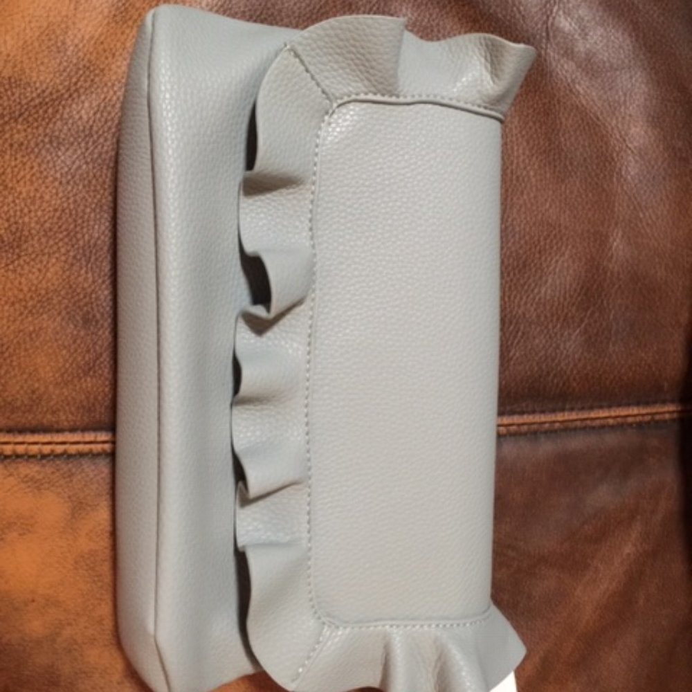 Grey Strapless Clutch Purse with ruffle
